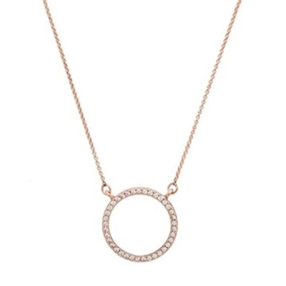 New Lisa Freede Pave Crystal Circle Eternity Rose Gold Necklace Romantic Revolve